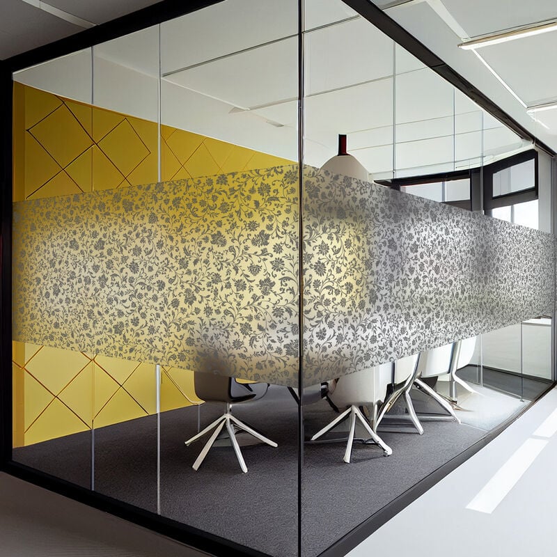 Film Fenêtre Anti Regard Occultant - fleurs noir xl - Stickers pour Vitres & Porte de Douche - 40X200cm