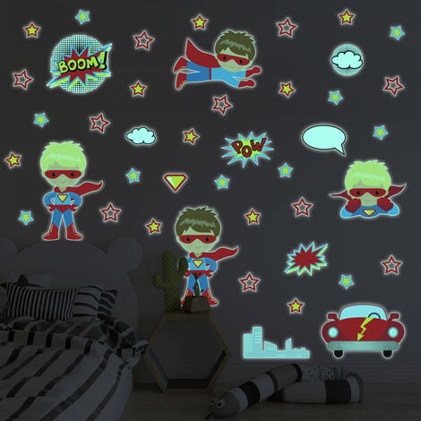 Stickers mural phosphorescents lumineux enfant 55x40cm