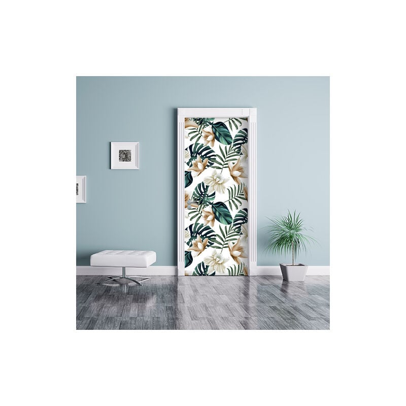 Sticker porte, portes et placards Jungle modèle Lotus vintage, 204 cm X 60 cm