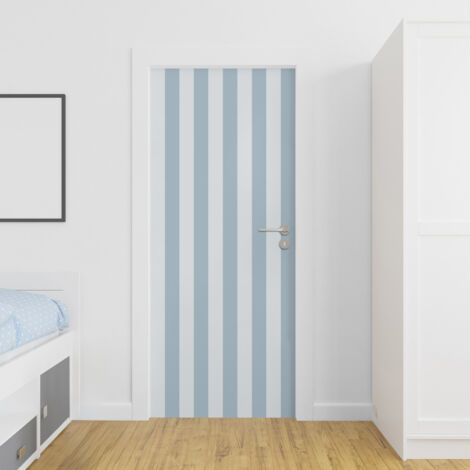 Sticker porte, rayures Bleu Ciel, bande, 204 cm X 60 cm