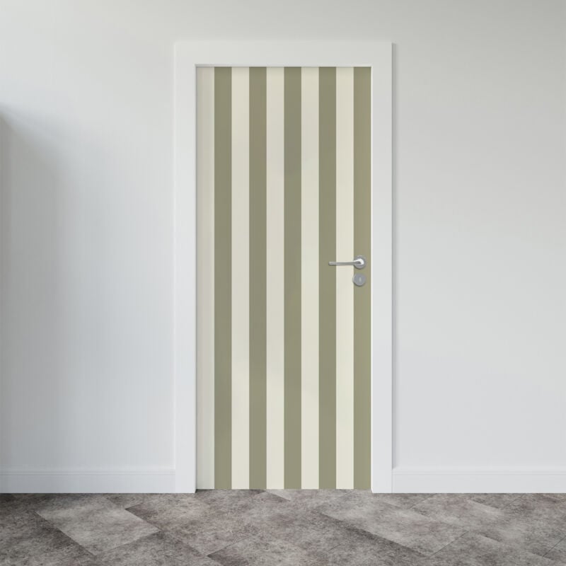 Plage - Sticker porte, rayures Kaki tendance, 204 cm x 73 cm
