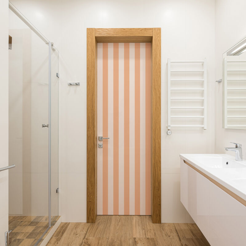 Sticker porte, rayures Peach, pantone 2024, bandes pêche, 204 cm x 60 cm