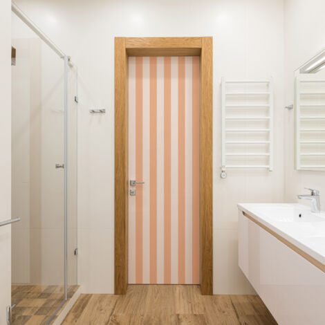 Sticker porte, rayures Peach, pantone 2024, bandes pêche, 204 cm X 60 cm