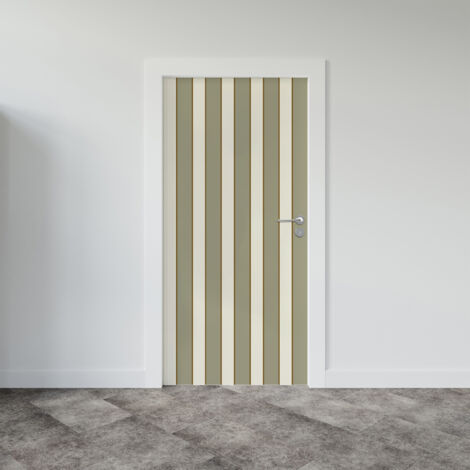 Sticker porte, rayures tendance Vintage Kaki, 204 cm X 60 cm