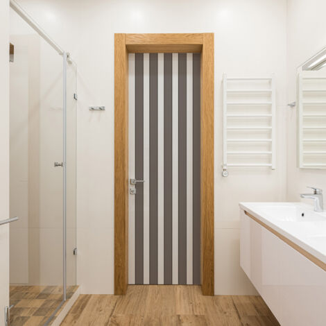 Sticker porte, rayures tendance Vintage Taupe, 204 cm X 60 cm