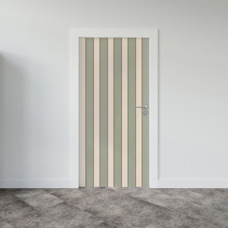 Sticker porte, rayures tendance Vintage Vert, 204 cm X 73 cm
