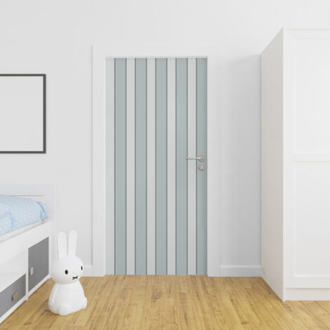 Sticker porte, rayures tendance Vintage Vert de Gris, 204 cm X 83 cm