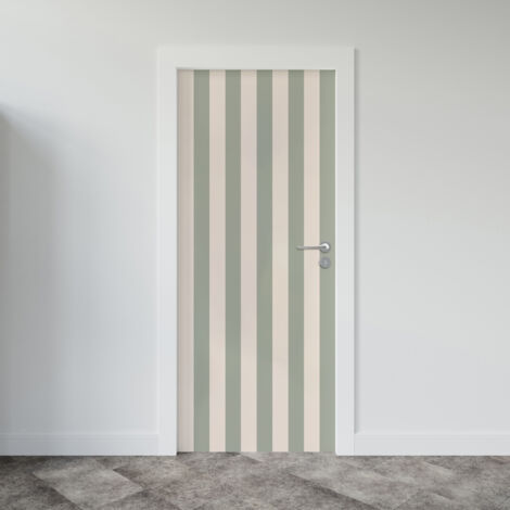 Sticker porte, rayures Vert, bandes vert et blanc, 204 cm X 73 cm