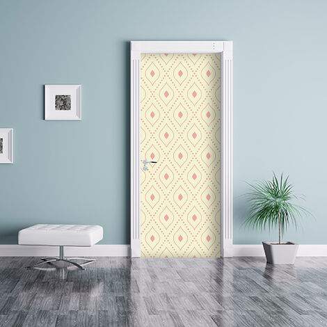 Sticker Porte Rétro Jaune Saumon, 204 cm X 83 cm - Déco Intérieure Originale et Unique
