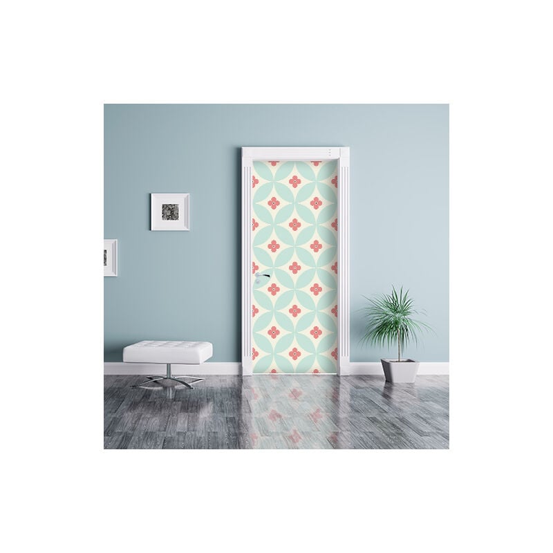 Sticker Adhésif Décoratif Fleur Mosaïque, 204 cm x 83 cm pour Porte Intérieure/Extérieure
