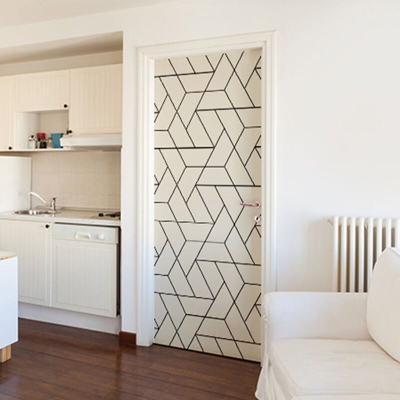 Plage - Sticker Porte Triangle Géométrique 204 cm x 83 cm - Déco Intérieure Murale