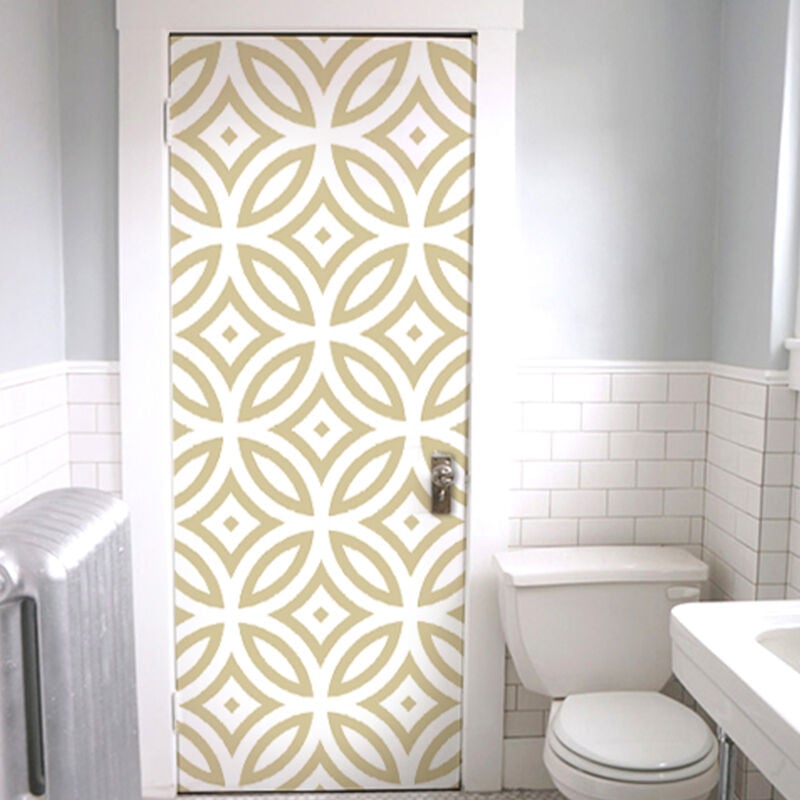 Plage - Sticker Porte Autocollant Beige & Blanc 204cm x 83cm - Exclusivité wsh