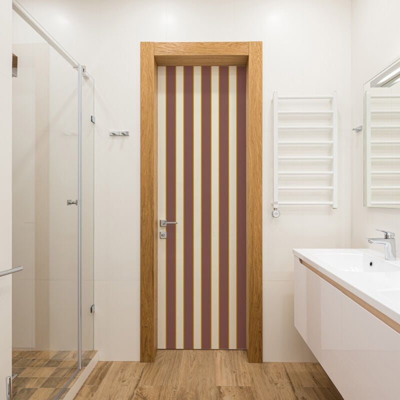 Plage - Sticker porte, tendance rayure Vintage Chocolat, 204 cm x 60 cm