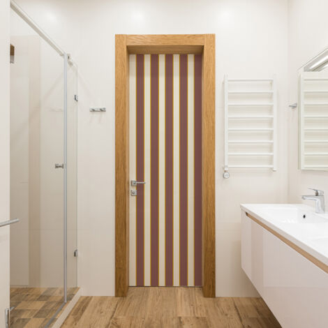 Sticker porte, tendance rayure Vintage Chocolat, 204 cm X 73 cm