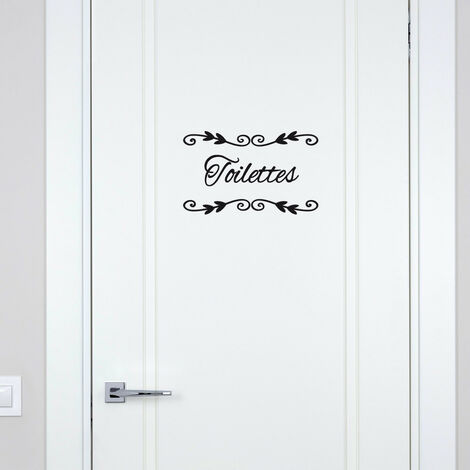 Sticker porte toilettes déco chic noir brillant – Dimensions 21x13 cm – Lettres adhésives pour application facile – Décoration intérieure élégante – Adzif.Biz Le Sticker De Decoration - I0296