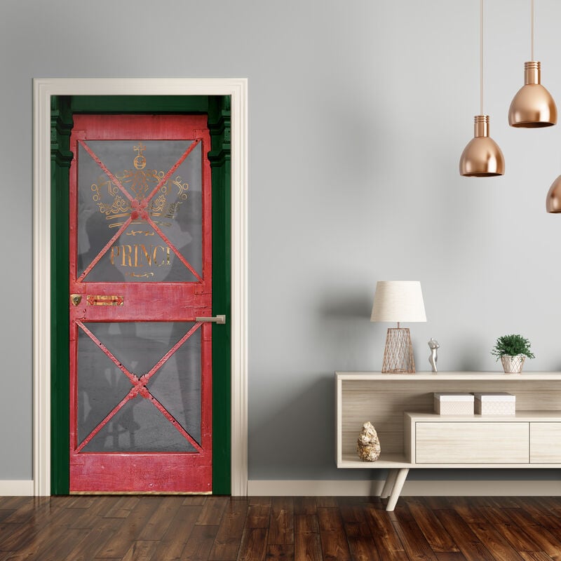 Sticker Porte Décoratif Bois Londonien, 204x83cm, Look Réaliste, Déco Café Chic.