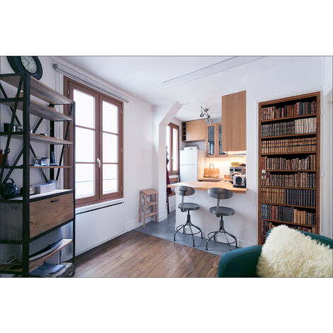 Sticker porte, trompe l'oeil vintage biblitohèque ancienne maron vieux livres, 204 cm X 60 cm