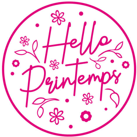 STICKER POUR VITRINE HELLO PRINTEMPS (PRINTEMPS007).- Rose - 40 x 40 cm