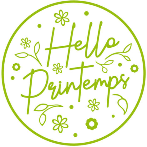 STICKER POUR VITRINE HELLO PRINTEMPS (PRINTEMPS007).- Vert tilleul - 40 x 40 cm