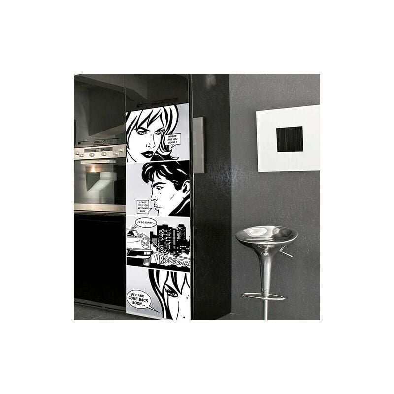 Sticker Réfrigérateur Anglais Amoureux Dialogue Bande Dessinée 59,5 cm X 180 cm - Déco Intérieure