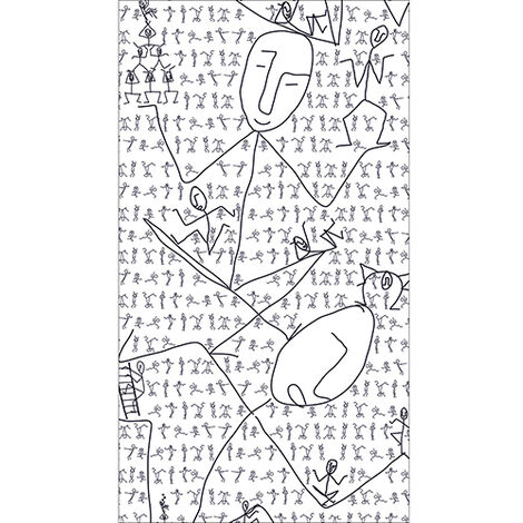 Sticker réfrigérateur et lave vaisselle, bonhommes dessinés crayon géométrique, 180 cm X 100 cm