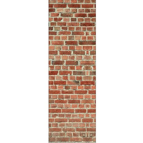 Sticker réfrigérateur et lave vaisselle, briques rouges mur effet trompe l'oeil maison, 180 cm X 59,5 cm