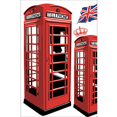 Sticker réfrigérateur et lave vaisselle, cabine londres charme historique déco, 75 cm X 49 cm