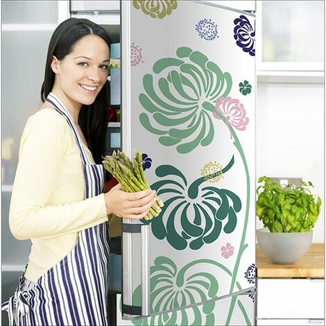 Sticker réfrigérateur et lave vaisselle, fleurs colorés nature, 180 cm X 59,5 cm