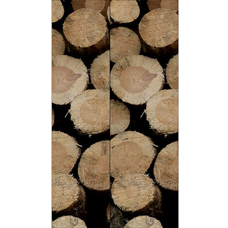 Sticker réfrigérateur et lave vaisselle, forêt bûche bois naturell aventure sylvestre déco, 180 cm X 100 cm