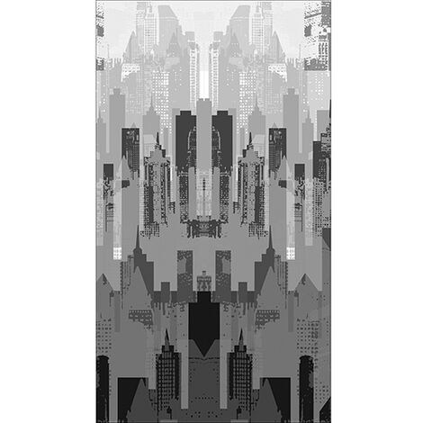 Sticker réfrigérateur et lave vaisselle, horizon urbain architecture moderne ville lumière déco, 180 cm X 100 cm