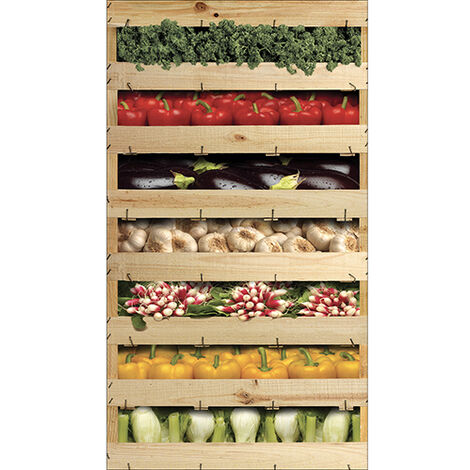 Sticker réfrigérateur et lave vaisselle, légumes du marché saveurs fraîches cuisine maison déco, 180 cm X 100 cm