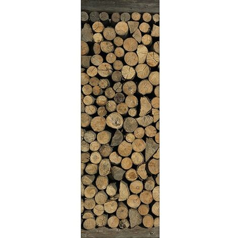 Sticker réfrigérateur et lave vaisselle, petites buches bois découpés effet trompe l'oeil, 180 cm X 59,5 cm