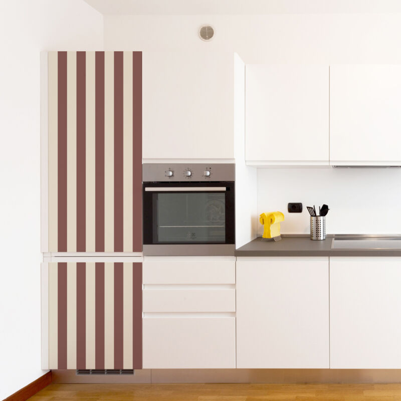 Sticker réfrigérateur et lave vaisselle, rayure chocolat, tendance rayure, 180 cm x 59,5 cm