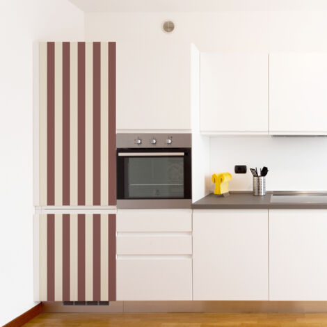 Sticker réfrigérateur et lave vaisselle, rayure chocolat, tendance rayure, 180 cm X 59,5 cm