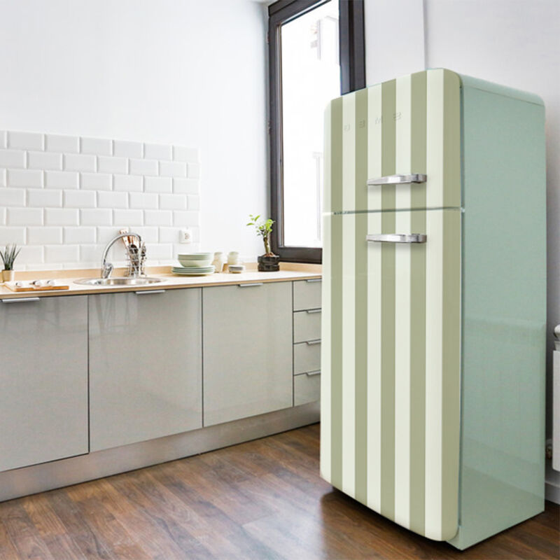 Sticker réfrigérateur et lave vaisselle, rayure kaki, tendance , 180 cm x 59,5 cm