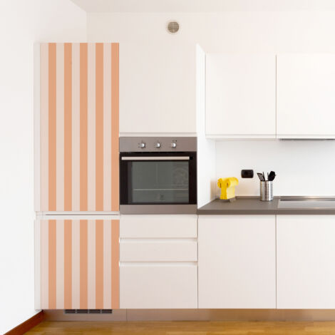 Sticker réfrigérateur et lave vaisselle, rayure pêche, pantone 2024, tendance rayure, 180 cm X 59,5 cm
