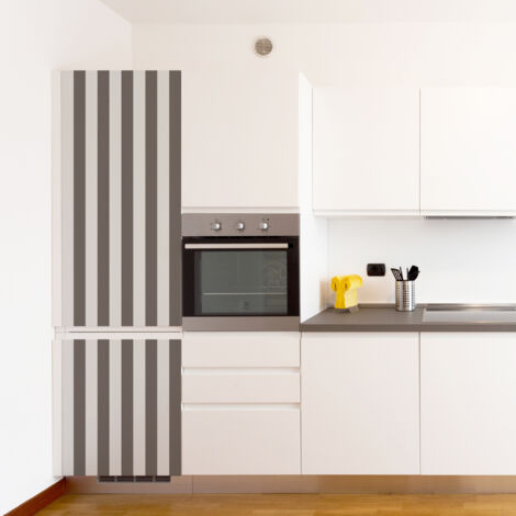Sticker réfrigérateur et lave vaisselle, rayure taupe, tendance, 180 cm X 59,5 cm