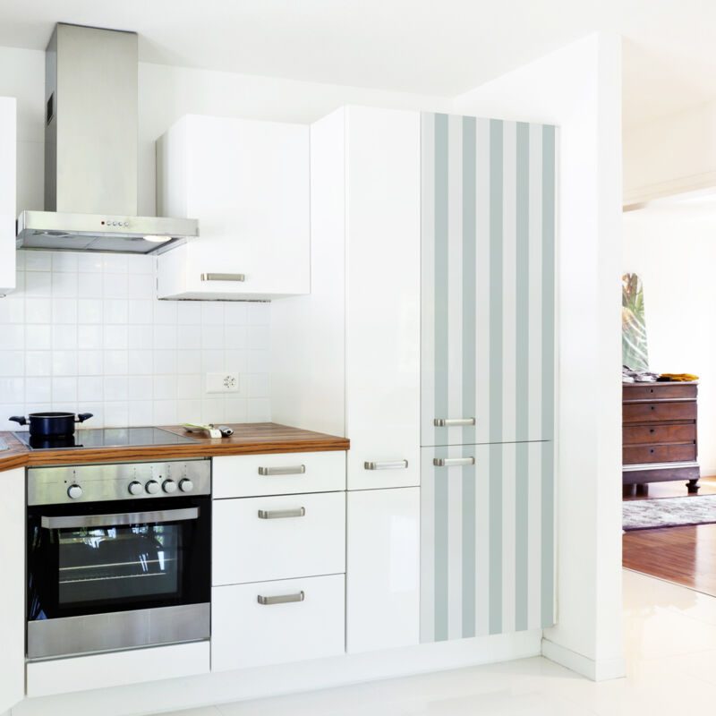 Sticker réfrigérateur et lave vaisselle, rayure vert de gris, tendance rayure, 180 cm X 59,5 cm