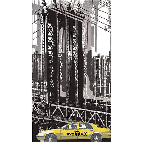 Sticker réfrigérateur et lave vaisselle, rêve new-yorkais ville lumière aventure urbaine déco, 180 cm X 100 cm