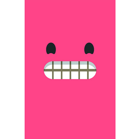 Sticker réfrigérateur et lave vaisselle, smiley grand sourire rose joie déco, 75 cm X 49 cm