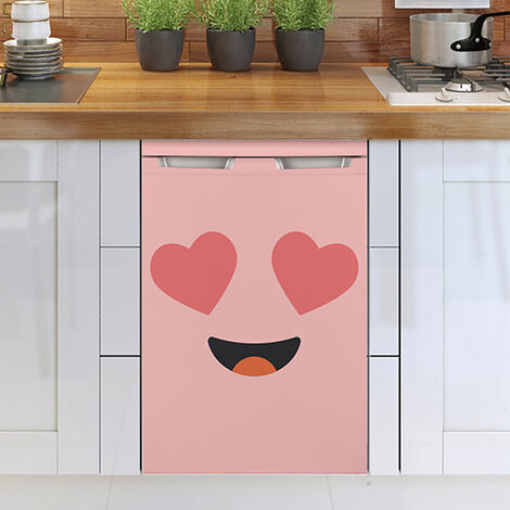 Sticker réfrigérateur et lave vaisselle, smiley rose amoureux affection déco, 75 cm X 49 cm
