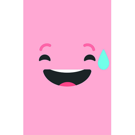 Sticker réfrigérateur et lave vaisselle, smiley sourire géné rose positivité déco, 75 cm X 49 cm