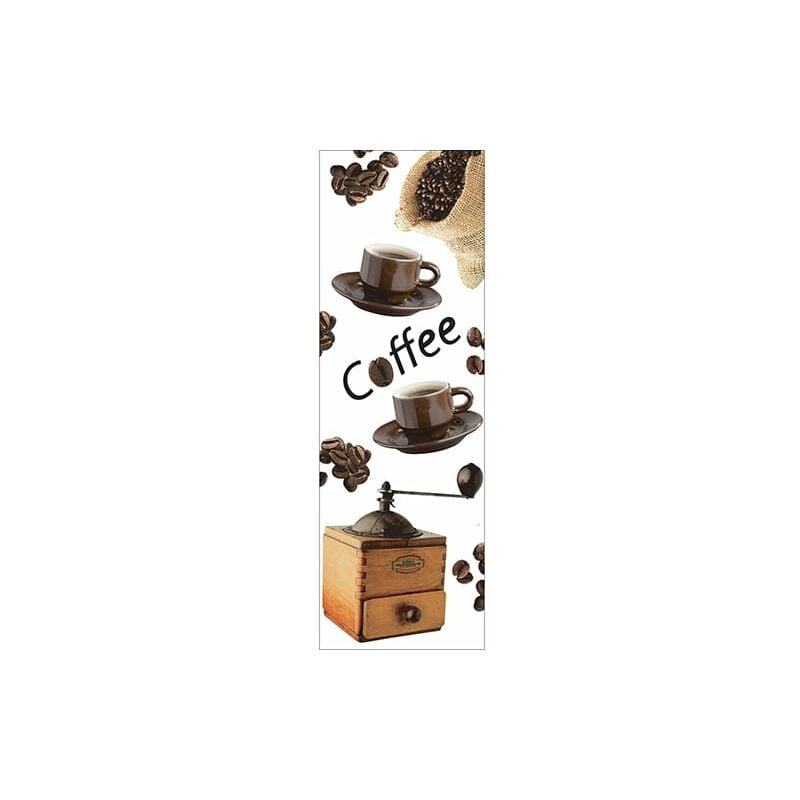 Sticker réfrigérateur et lave vaisselle, tasse de café, coffee, grains et moulin à café, 180 cm x 59,5 cm