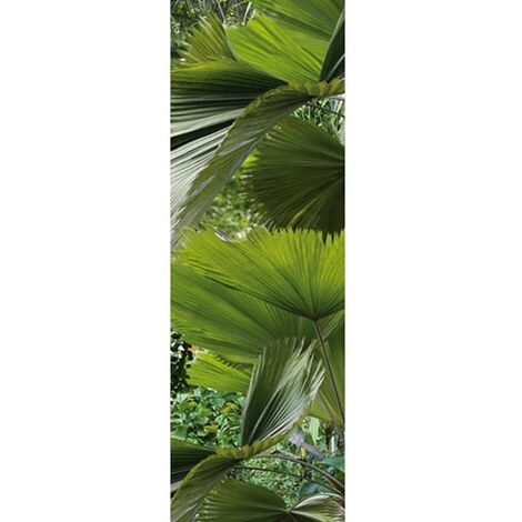 Sticker Réfrigérateur Feuilles Vertes des Tropiques, 59,5 cm x 180 cm, Déco Intérieure Maison