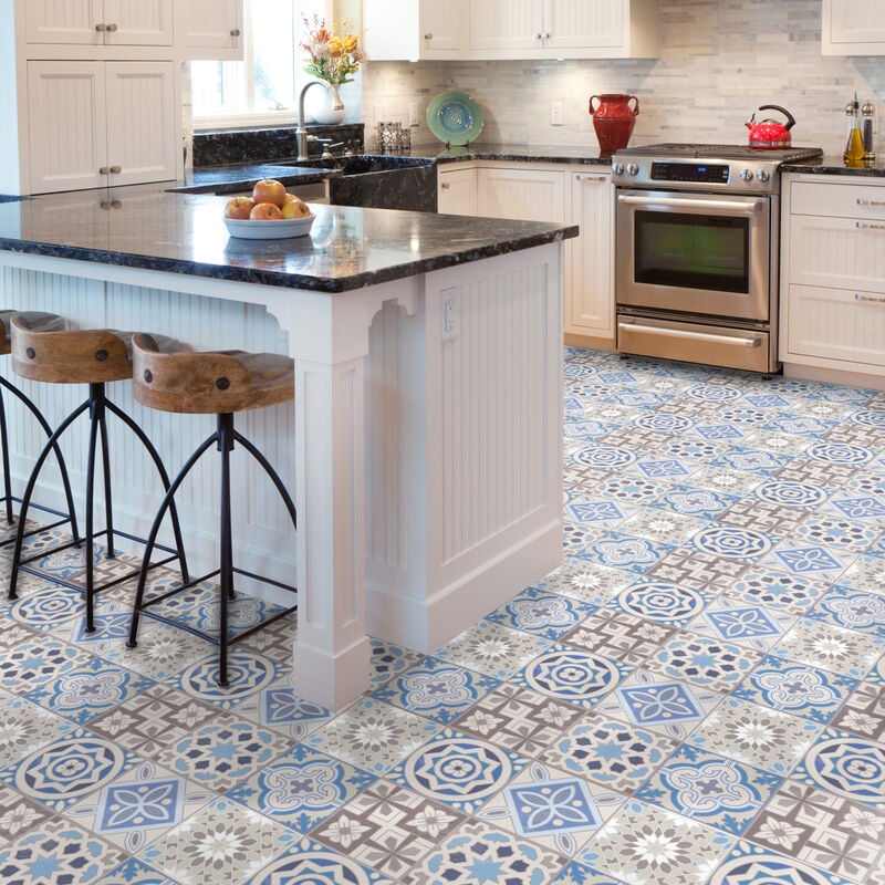 Stickers Sol Anti-dérapant avec Protection - carrelages sol hortensia - 1 sticker de 60x90cm