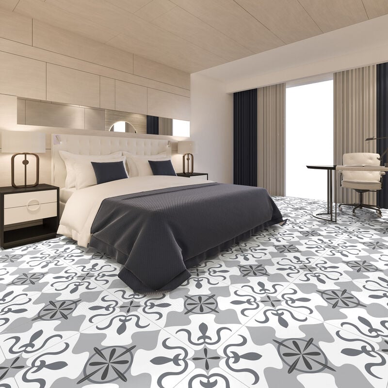 Stickers Sol Anti-dérapant avec Protection - sol carreaux de ciment caio - 1 sticker de 60x60cm