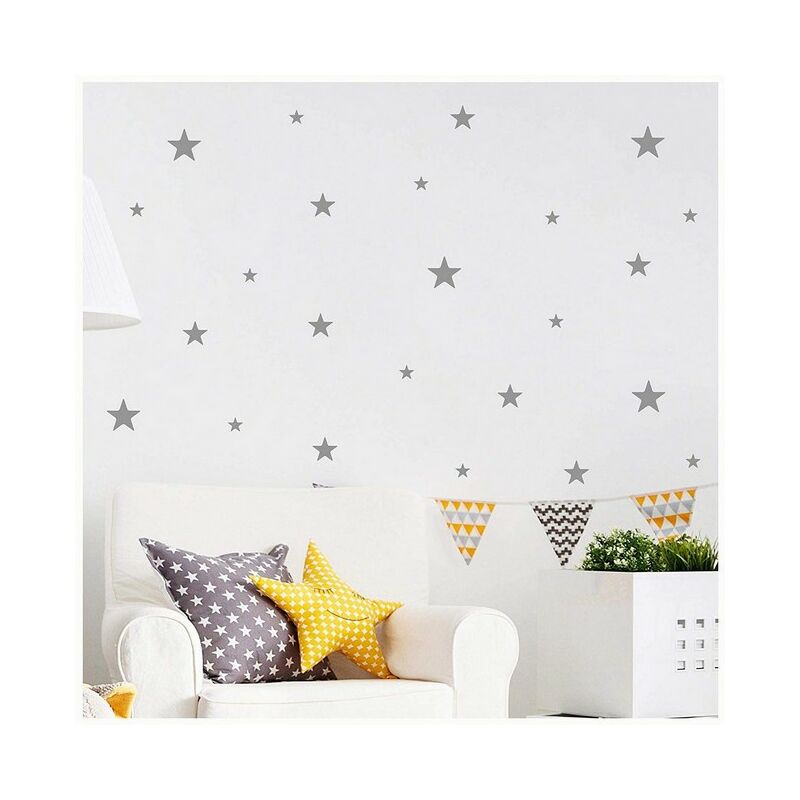 

Sticker Stars - Estrellas - para ninos - para pared - Plateado en Vinilo, 24 x 0,15 x 29 cm