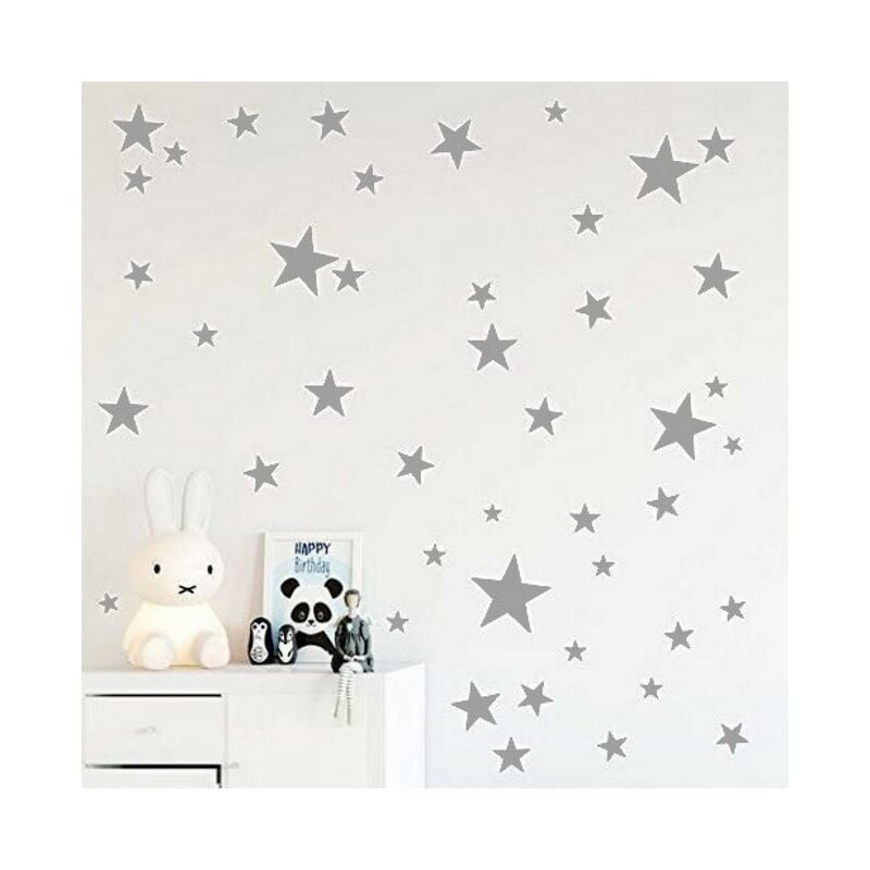 

Sticker Stars - Estrellas - para ninos - para pared - Plateado en Vinilo, 24 x 0,15 x 29 cm