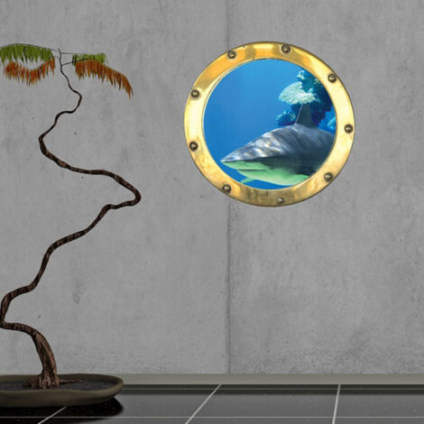 Sticker Trompe l'oeil requin 40 x 40 cm