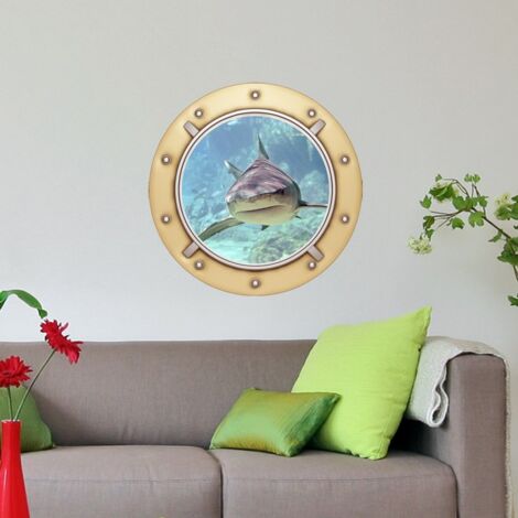 Sticker trompe l'oeil Requin design 40 x 40 cm